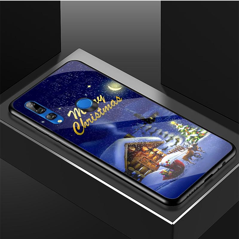 Merry Christmas Tempered Glass Phone Case For Huawei Honor 8X 9 10i 20i 20Lite 20Pro 30 Pro Cover Shell