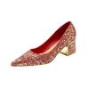 Pointed elegant Wedding Shoes Plus Size Shallow High Heels Pumps Ladies Thick Silver Glitter Heels Pumps Women Luxury footwear