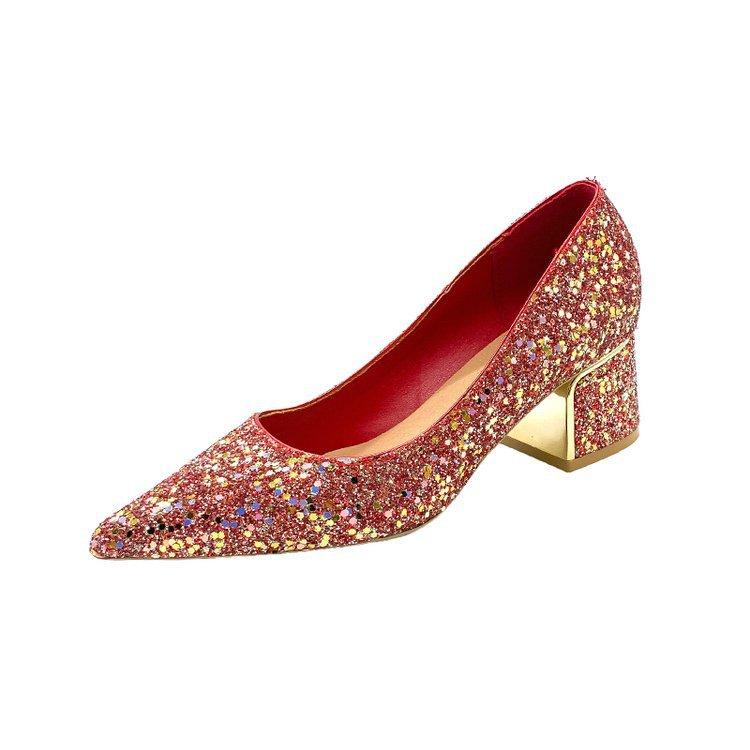 Pointed elegant Wedding Shoes Plus Size Shallow High Heels Pumps Ladies Thick Silver Glitter Heels Pumps Women Luxury footwear