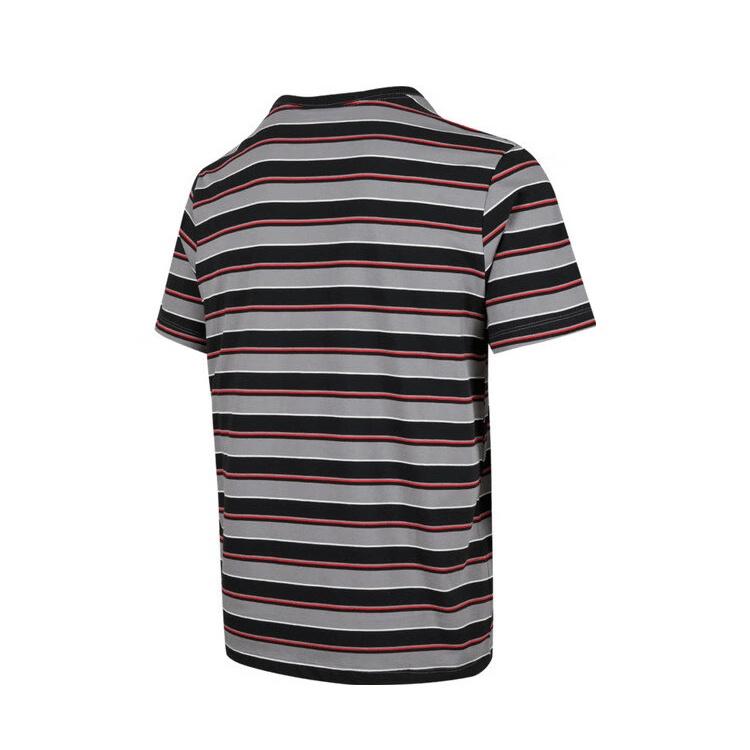 Nike Club T Shirts Men's Gray Black Stripes Crew Neck Moderate HJ0551-011