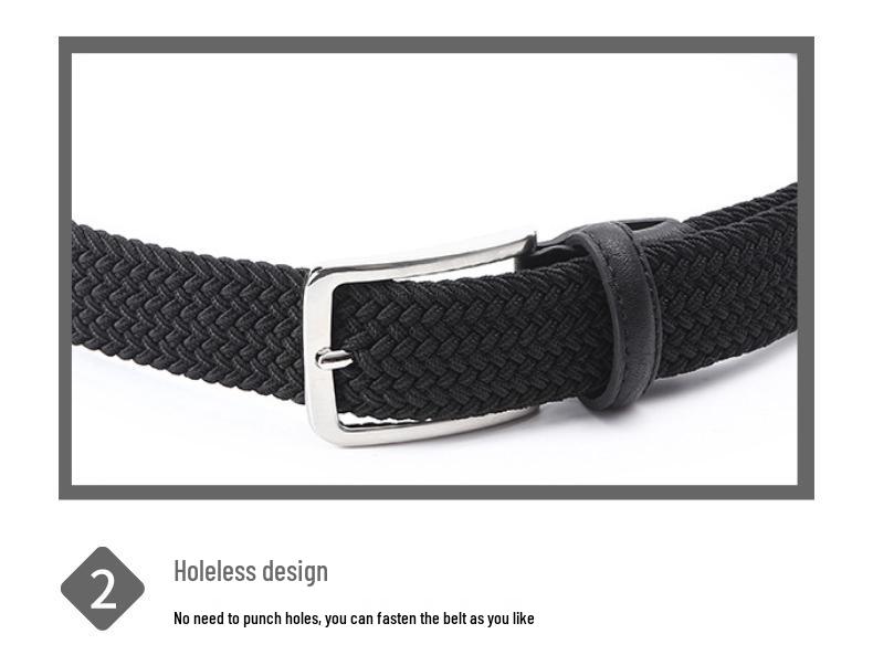 Stylish Men's and Women's Elastic Woven Belt with Pin Buckle