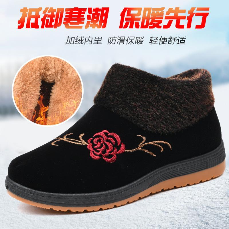 Cloth shoes women's winter cotton shoes women's velvet thickened warm people soft-soled grandma cotton boots
