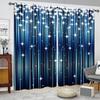 Shiny Gradient Blue Printed Curtain for Home Decor - Rod Pocket Window Treatment for Bedroom, Kitchen, Living Room