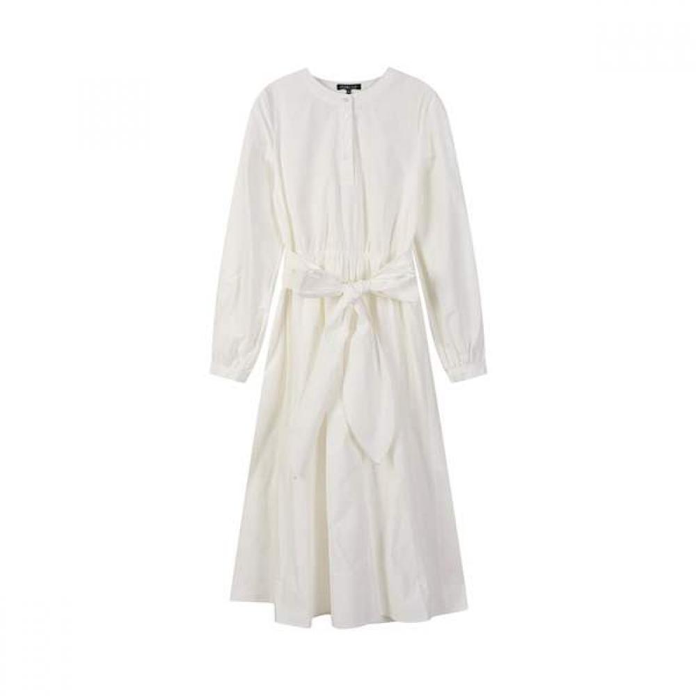 Lap Henley Neck Waist Tie Long Dress As1wo262