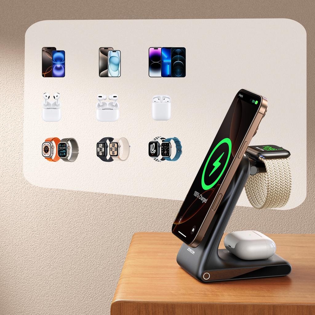 3in1 Wireless Charger Charging Station with MagSafe - Black