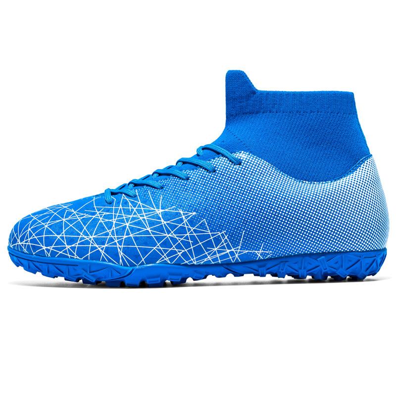 Men's High-Top Football Shoes with AG & TF Nails Artificial Turf Suitable Summer Season Rubber Mesh Insole Foot Soccer Shoes