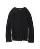 MASSNOUN Waffle Cut Divide Boat Neck Long Sleeve Mssls002-Bk