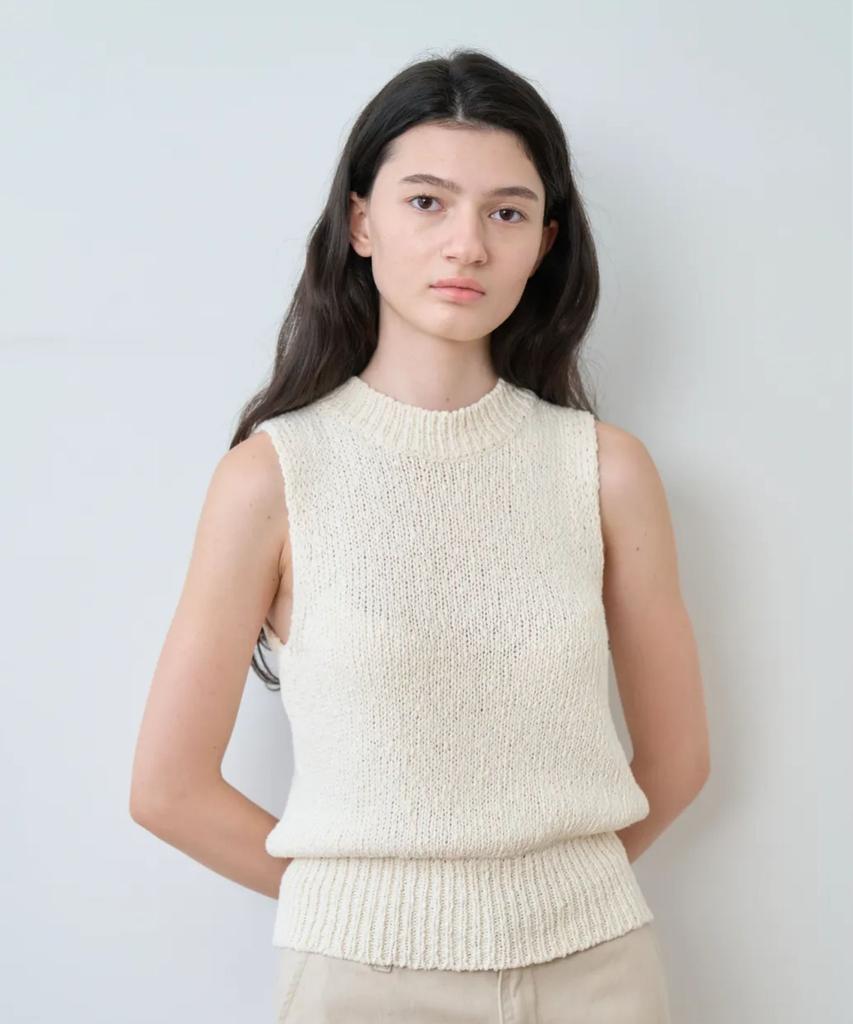 Eoldileu Cotton Bubble Kinit Sleeveless, Cream