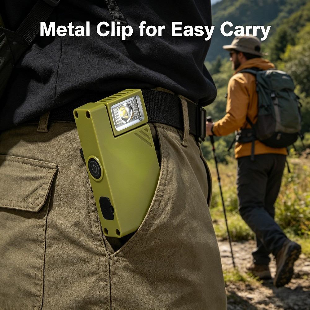 C9 Portable Mini Flashlight with High Brightness, Adjustable Angle, Rechargeable, Multifunctional Red and Blue Warning Outdoor Work Light