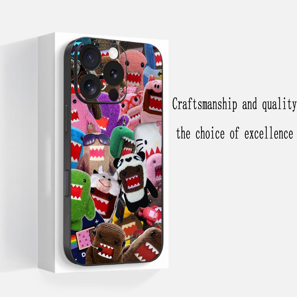 Domo kun cute cartoon anime pattern Phone Case For iPhone 17 16 e 15 14 13 12 Plus Mini Pro Max Soft black Shockproof Cover