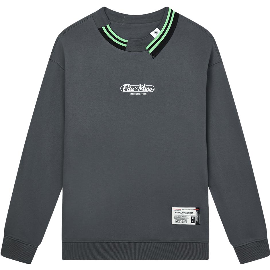 FILA X MIHARA 2023 Autumn New Knit Pullover Sweatshirt Fashion Pure Cotton Loose Top Men tops Volcanic-Gray F11M333201F-GY