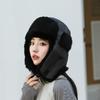 Real rabbit fur winter windproof ear protection cotton hat cycling warm hat outdoor skiing cold hat