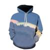 Mens Long Sleeve Hooded Sweatshirt With 3D Cloud Print Loose Fit Casual Pullover Fall