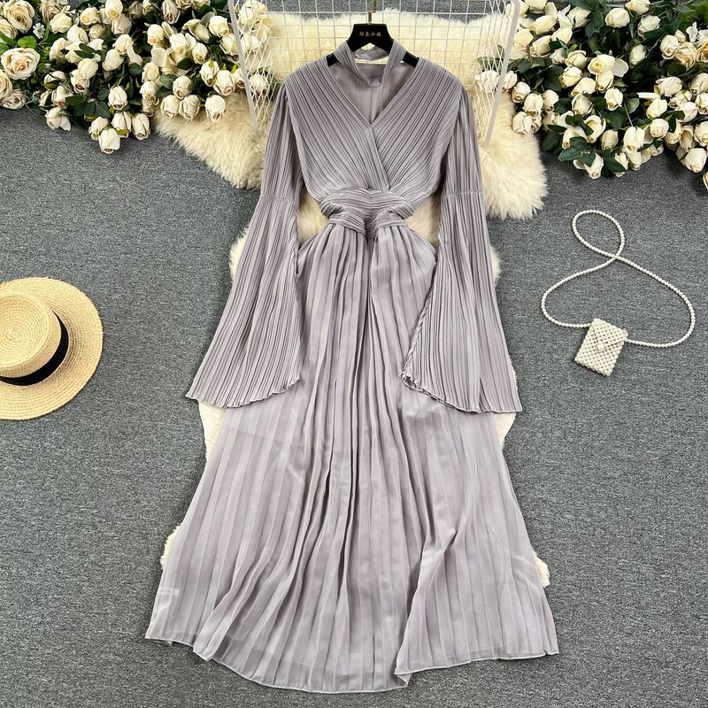 Retro Chic Fancy Chiffon Pleated Dress