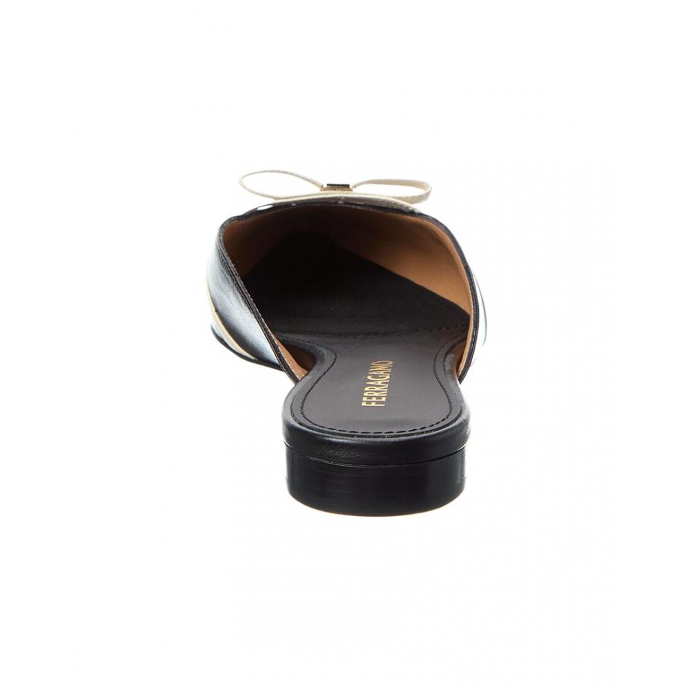 Salvatore Ferragamo Ferragamo Bow Mini Leather Mule Black