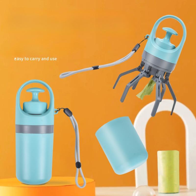 Pet Toilet Pick up Dog Out Portable Six Claw Scraper Garbage Bag Dispenser