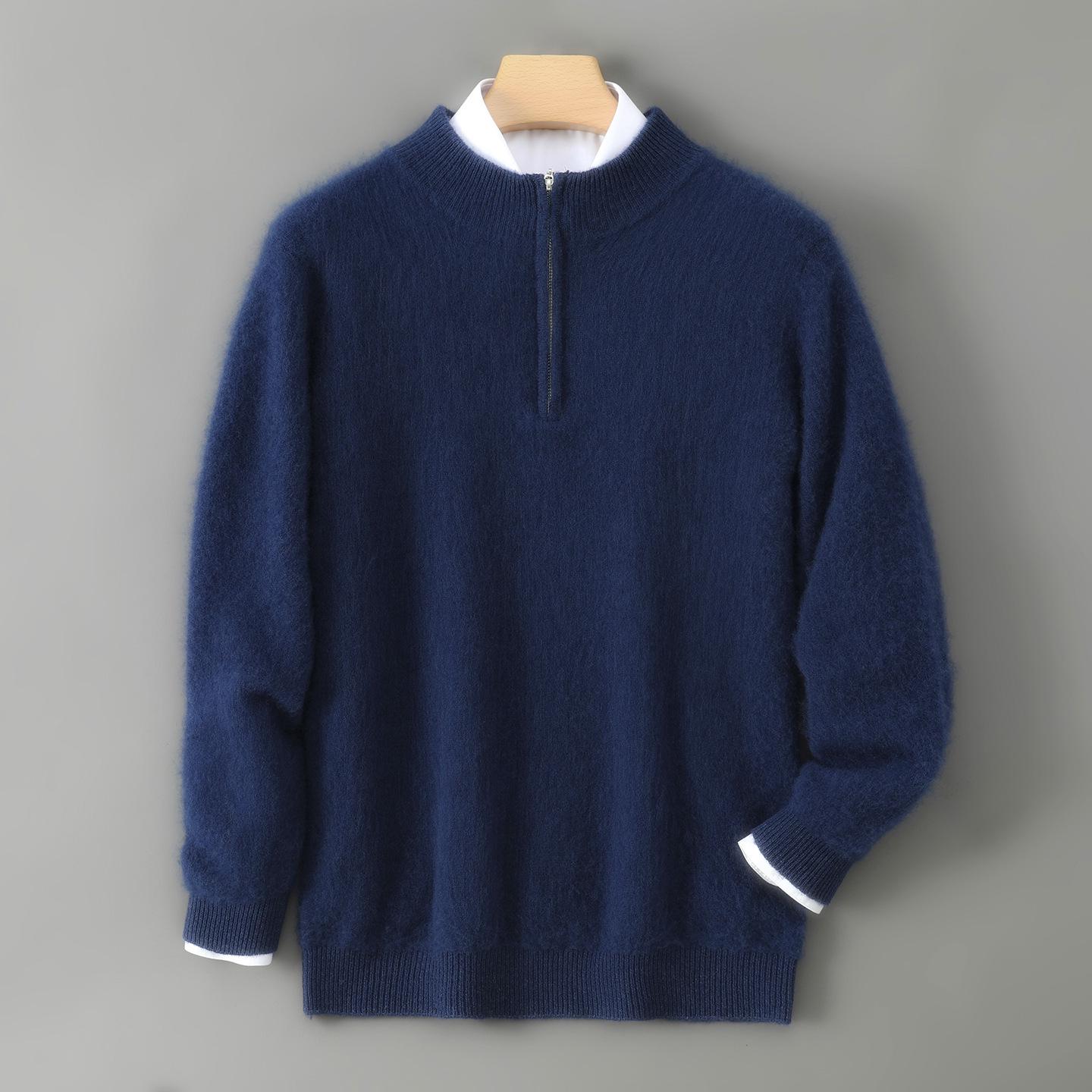 

Men s Half-High Collar Zipper Wool Sweater - Autumn/Winter Business Casual Knitwear M (100-120 jin)