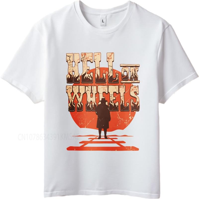 Brand summer For man tshirt Hell On Wheels Western Train Silhouette Short Sleeve Adult ONeck tops summer cotton men tshirt