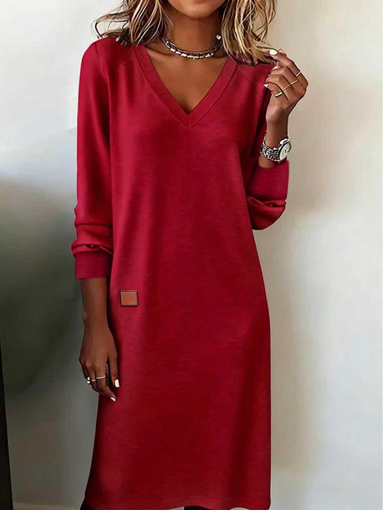 Spring-Autumn 2025 Women's V-Neck Bodycon Long Dress Jumpsuit