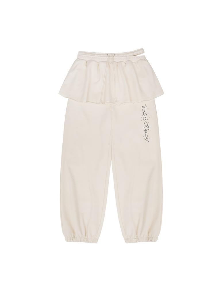 TUOMIO Pixel Graphic Skirt Sweatpants [Cream]
