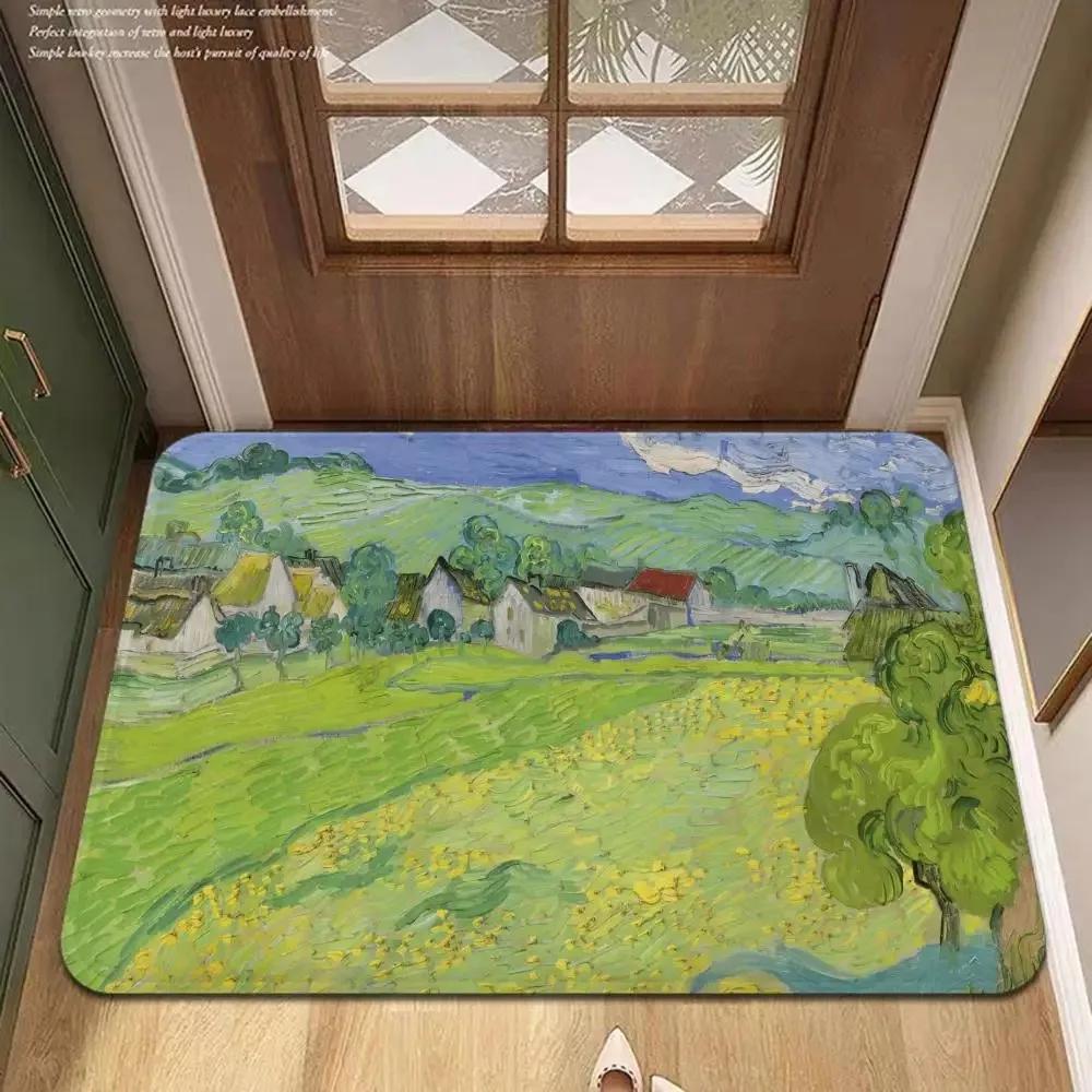 Van Gogh Art Door Mat Wrinkle-Resistant Doormat Hallway Indoor Entrance Floor Decorative Washable Carpet Non-slip Easy Clean Rug