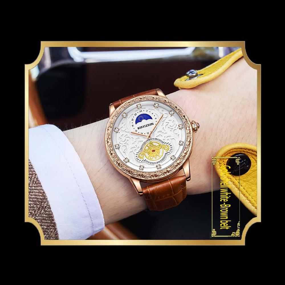 KIMSDUN Watch Men's Top Brand Luxury Clock Carved Month High-end Men's Waterproof Quartz