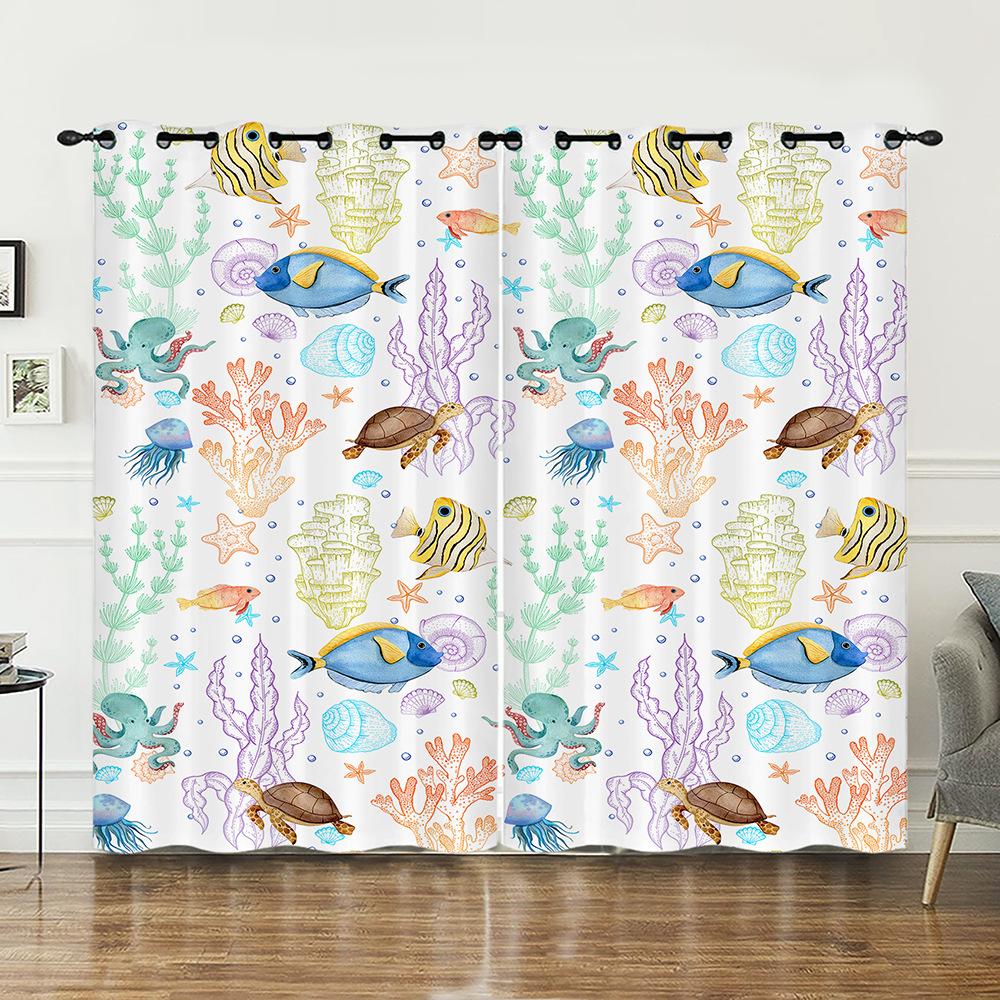 Curtains Animals Turtles Sunflower Curtains Digital Printing Blackout Curtains No Punching