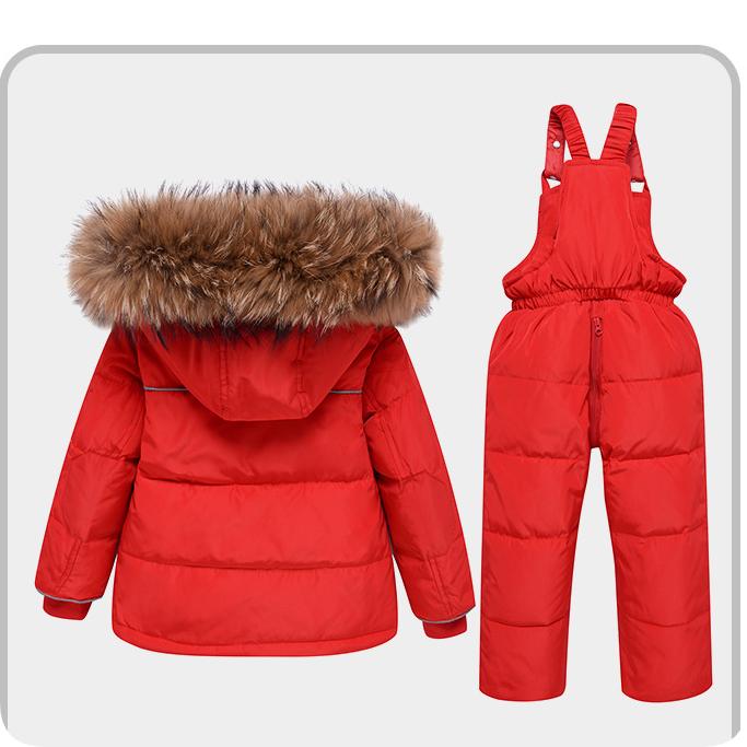 Children's Down Jacket Suit Boys and Girls Big Fur Collar 1-6 Years Old Baby Infant Winter Two-piece Suit
