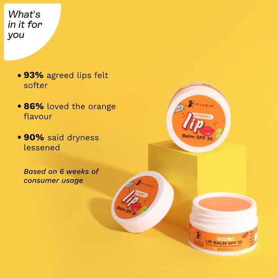 Pilgrim Vitamin C Lip Balm SPF 30 with Australian Kakadu Plum & Shea Butter| Lip Balm SPF 30 for Women & Men| Lip Balm for Smooth Soft Lips | 9 Gm