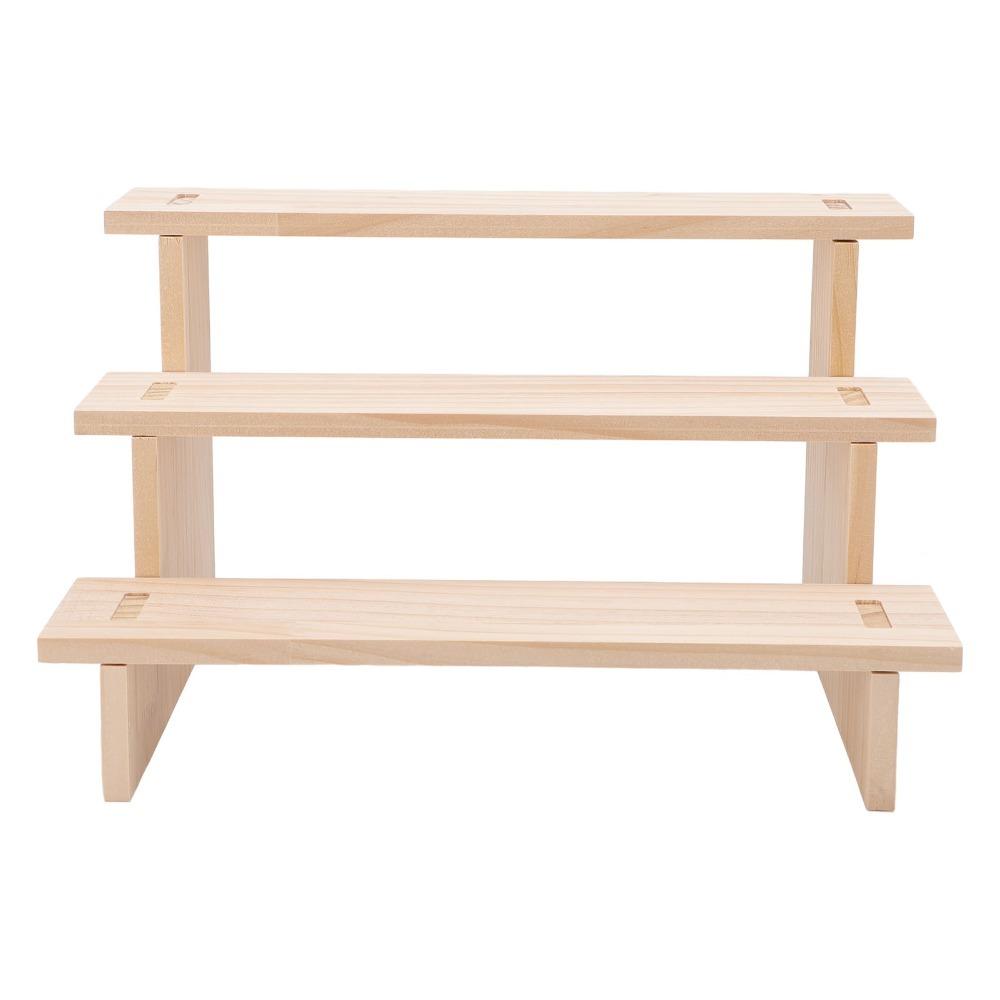 3 Tier Display Stand Riser Pine Wood Wooden Display Rack Dessert Display Stand For Collectibles