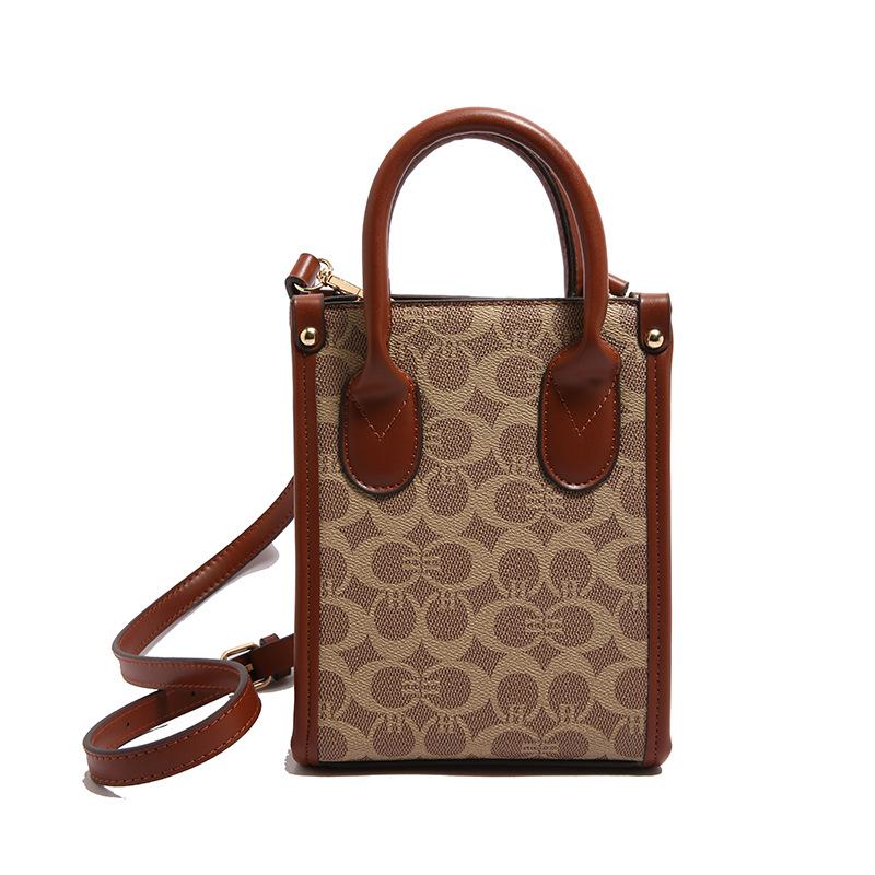 

Модная ретро-печать, классическая, с высоким качеством, портативная, маленькая квадратная сумка, иностранный стиль, универсальная, сумка-мессенджер для телефона, женская коричневый