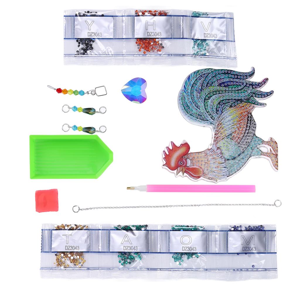 რინსტონის ნახატი წვრილი ნამუშევარი მამლის ნიმუში რინსტონის ხელოვნების ნახატი