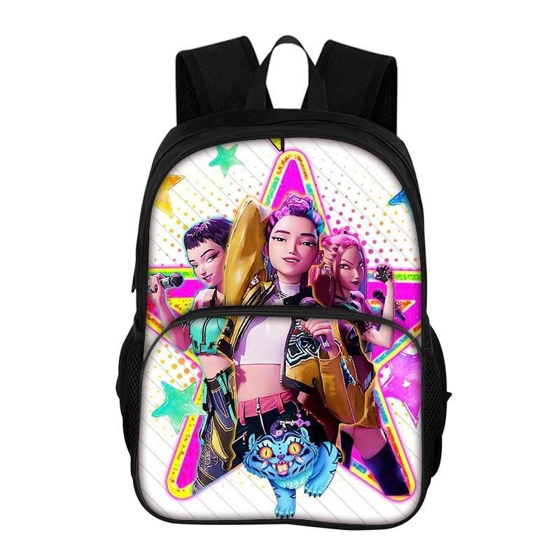 Kpop Demon Hunters Printed Oxford Backpack With Breathable Design For School Students