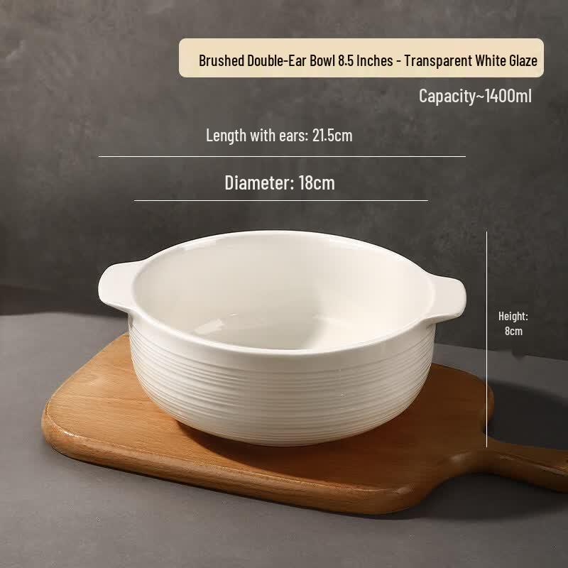 Qiwei Ceramic Double-Handled Soup Bowl