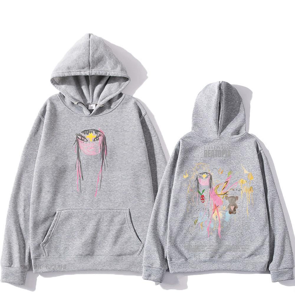 Beabadoobee Beatopia Hooded With Hooded Hip Hop Harajuku Sweatshirt Pop Fleece Clothing Casual Vintage Pullovers XS серый