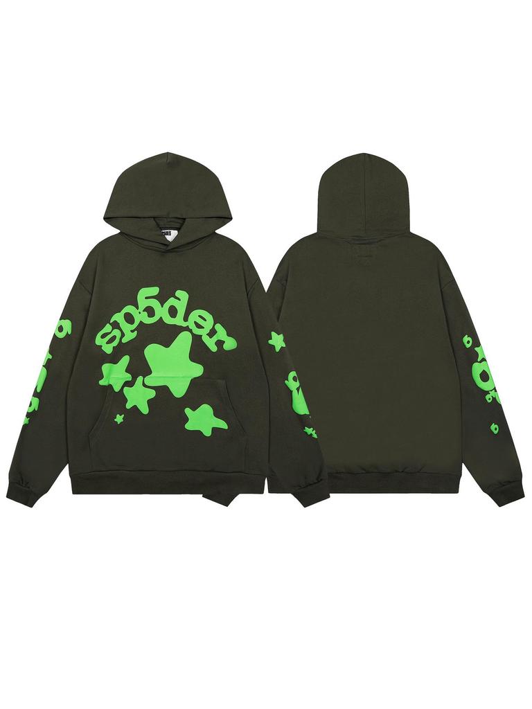 Americký trend Sp5der5555 Mikina s kapucí z froté látky se pavučinou