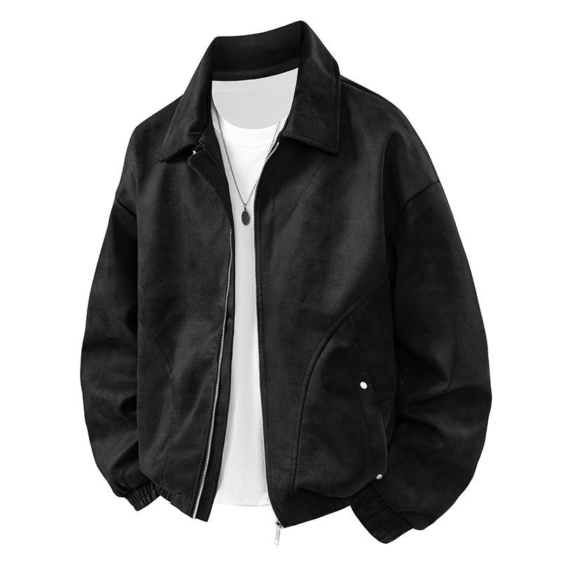 Autumn 2025 Men's Retro Suede Jacket - Loose Lapel Maillard Top