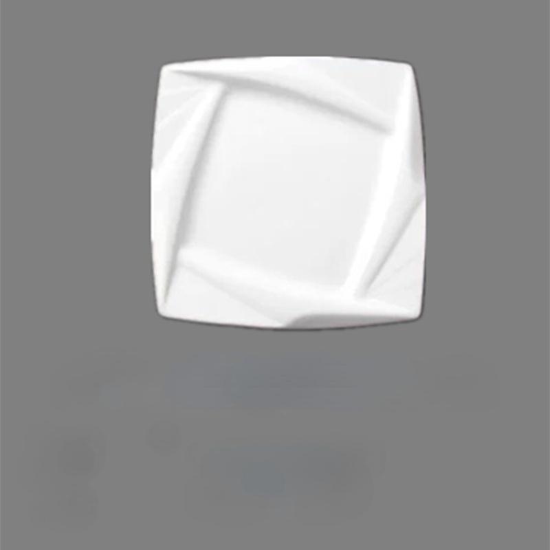 Creative Household Cooking Plate Square Hotel Restaurant Tableware Pure White Thickened Insulated Dish Dessert Dessert Plate