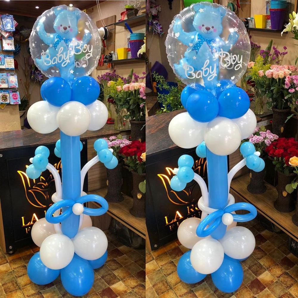 Baby Shower 24inch Double Bubble Blue Pink Baby Boy Girl Foil Bear Balloons Globos Party Supplies