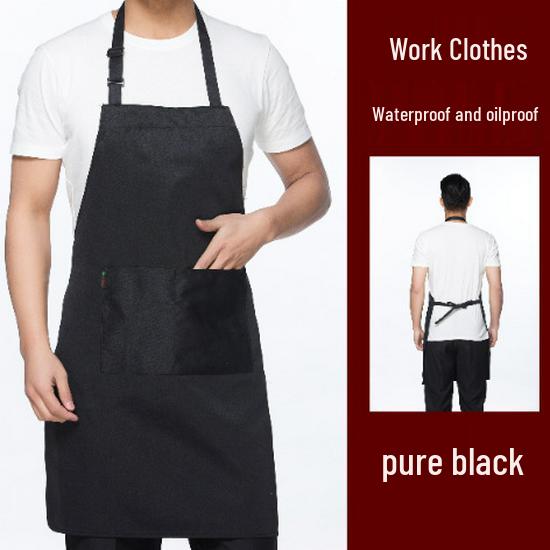 Waterproof Oil-proof Advertising Catering Apron with Hanging Neck and Waist Design for Women