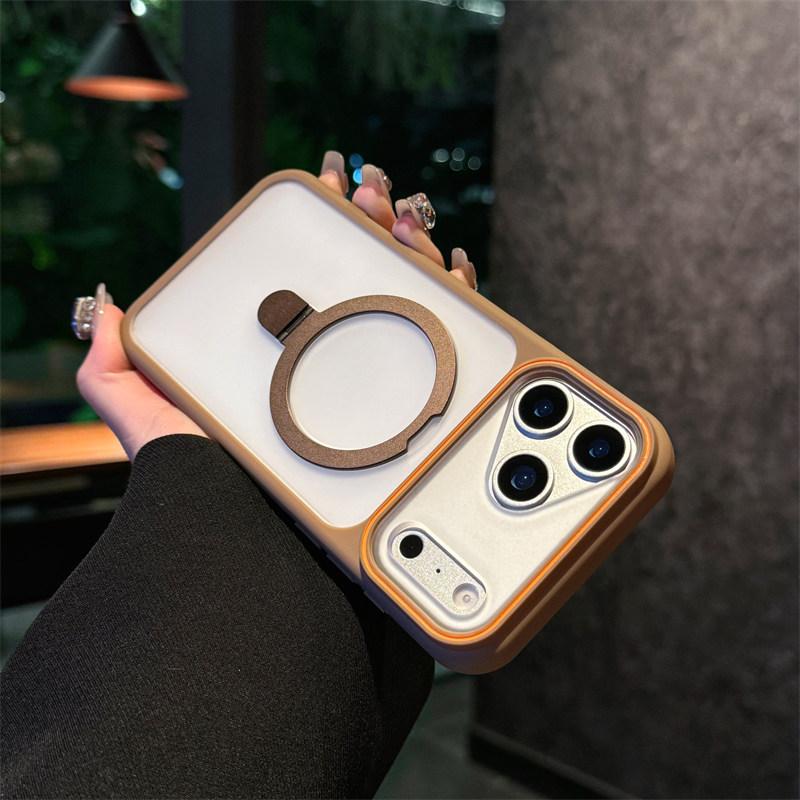 Ring Bracket Holder Matte Magnetic For Magsafe Frosted Phone Case For iPhone 17 Air 16 15 14 Plus 13 12 11 Pro Max Soft Bumper Cover