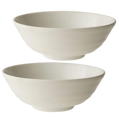Dolce Duo Ramen Bowls (Set of 2) - Stylish Mino Ware Noodle Bowls, Plain Design, Boxed, Approx. 20cm Diameter, 7.8cm Height, Microwave and Dishwasher