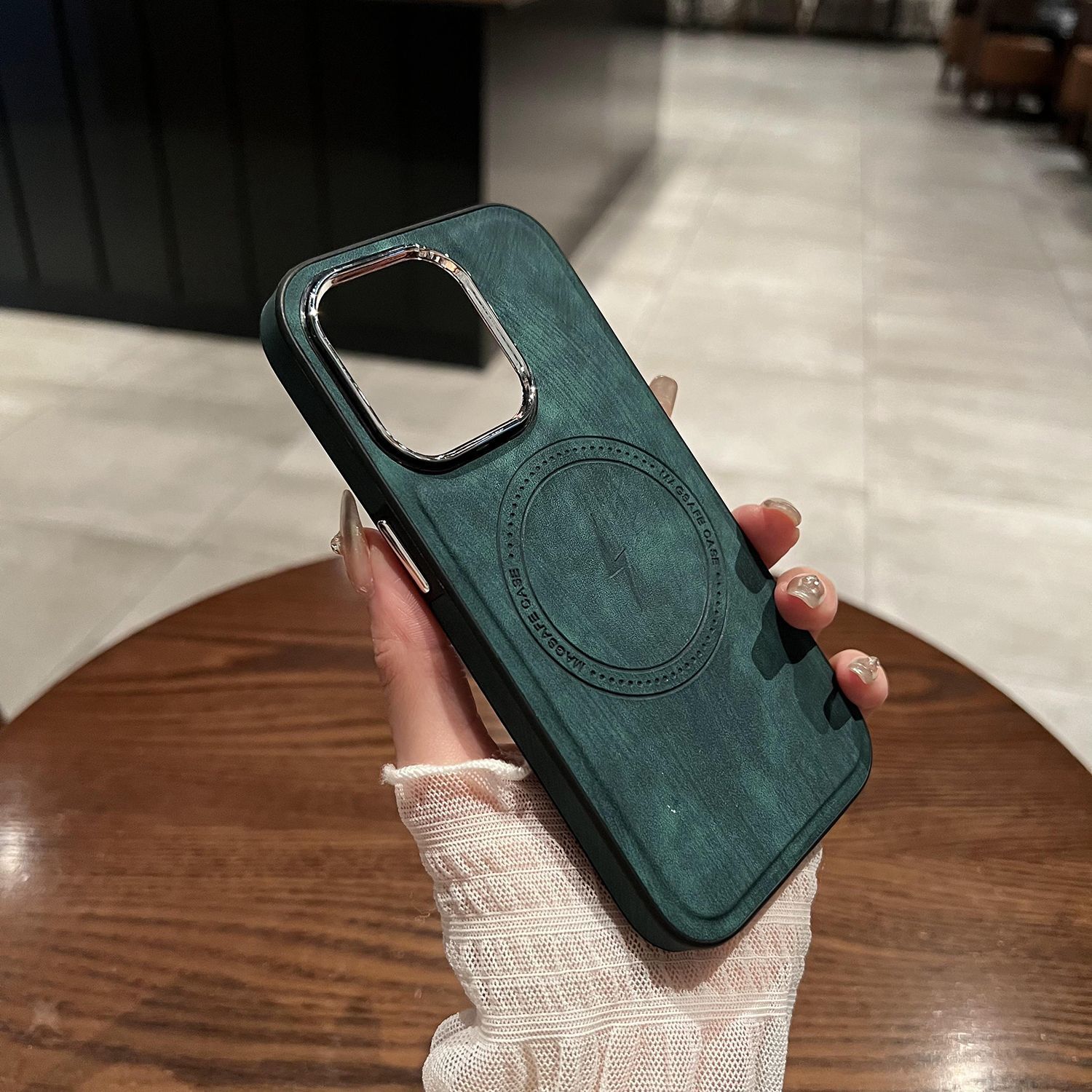 

Чехол из натуральной кожи для iPhone — чехол Magsafe для беспроводной зарядки для iPhone 15 Pro Max, iPhone 14 13 12 11 X Xs «все включено» iPhone 12 зелёный