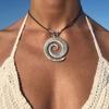 Beach Vacation Conch Pendant Necklace Vintage Spiral-Symbol Necklace Bohemian Ethnic Style Creative-Waxed Rope-Jewelry