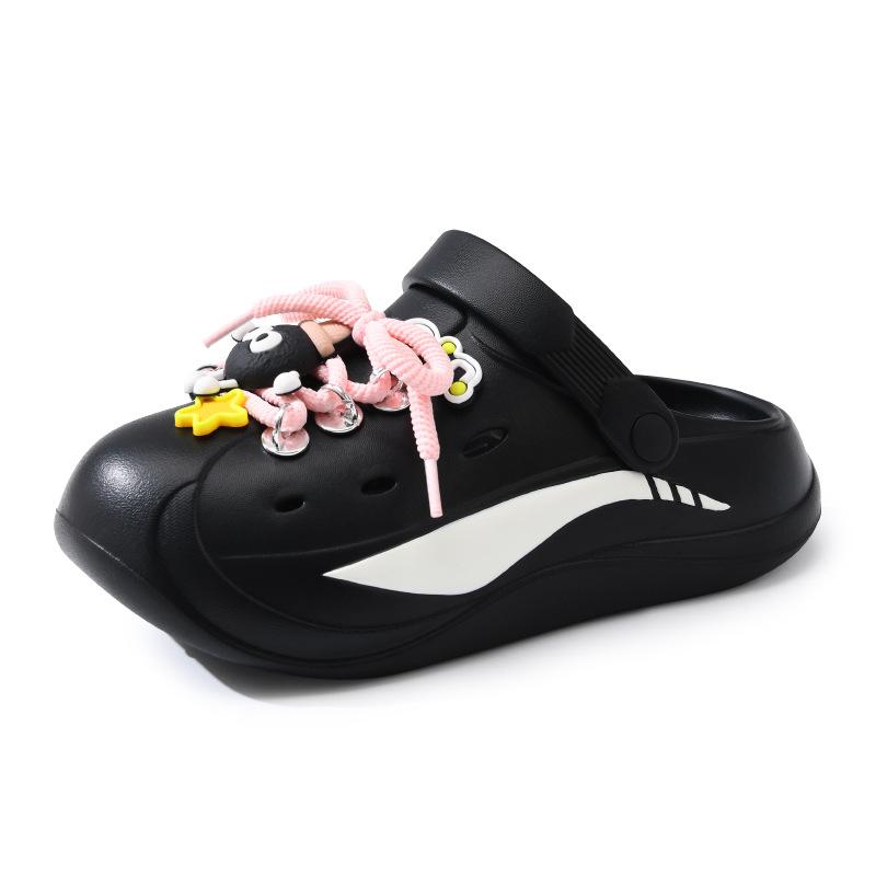 heightened platform hole shoes women wear non-slip slippers EVA beach cute cartoon bag head sandals