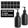 500ml Matte Black Lotion Bottle Plastic Refillable Bottle with Labels Wall-mounted Lotion Bottle Holder Shampoo Conditioner
