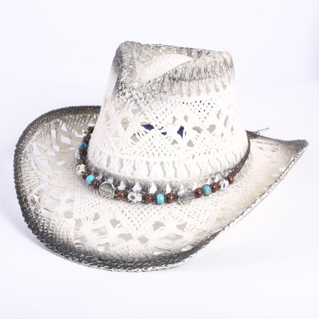 Beliebter europäischer und amerikanischer klassischer hohler westlicher Cowboyhut Herren- und Damen-Mode Urlaubs-atmungsaktiver Sonnenschutz-Strohhut