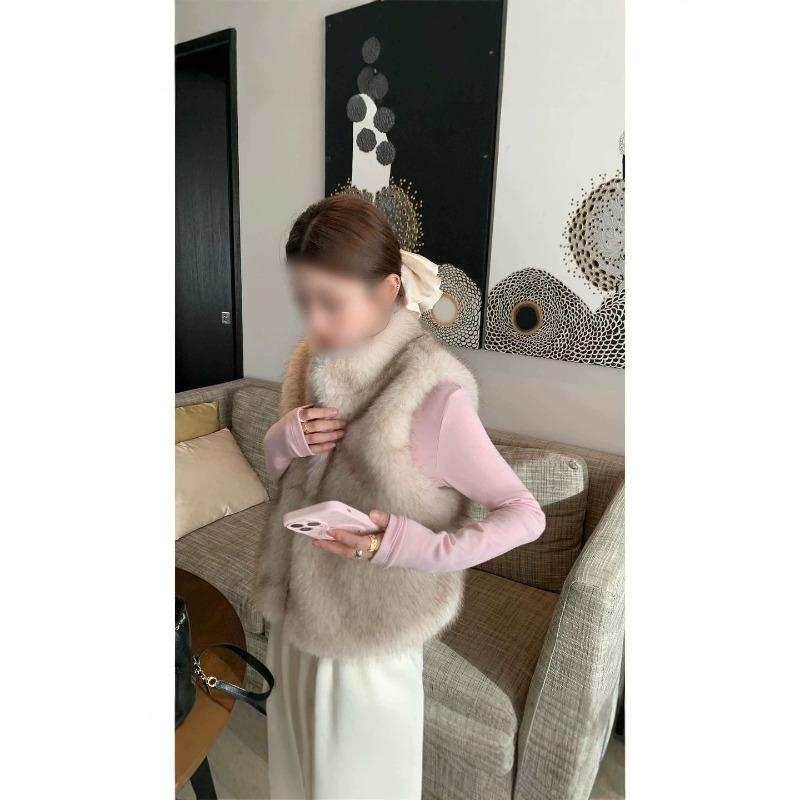 New fur outer wear furry vest women's furry autumn and winter vest jacket short sleeveless top