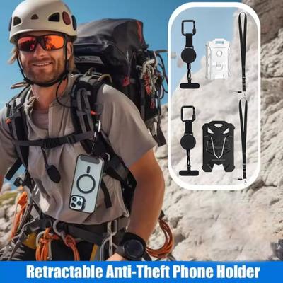 Mobile Phone Buckle Keychain with 60cm Cord ID Badge Holder Retractable Clip Anti-Theft Security Belt Clip Attachment for Travel Hiking