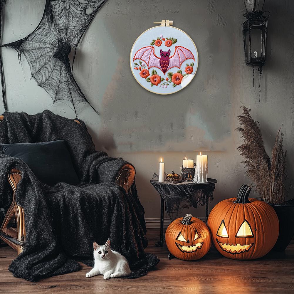 Halloween Embroidery Kit with Instructions Ghost & Gothic Stamped Cross Stitch Kits Needlepoint Kit for Adults & Beginners